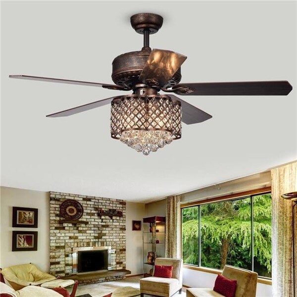 Warehouse Of Tiffany CFL-8316REMO-RB 52 in. Pshita Indoor Remote Controlled Ceiling Fan with Light Kit; Bronze CFL-8316REMO/RB - main